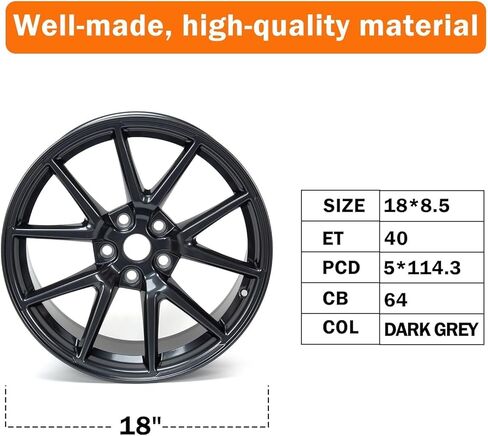 19 x 9.5 Inch Aluminum Wheel Rim Compatible with Model Y 2025, Front or Rear Direct Replacement Matte Black Rim in Saudi Arabia