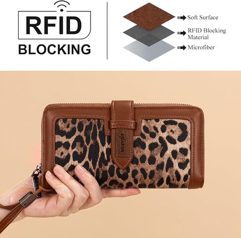 Wrangler Leopard Print Tote Handbag and Wristlet Wallet Set for Women in Saudi Arabia