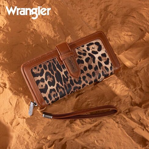 Wrangler Leopard Print Tote Handbag and Wristlet Wallet Set for Women in Saudi Arabia