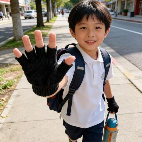 2 Pairs Unisex Kids Fingerless Gloves Half Finger Winter Black Knit Gloves Boys Girls Toddler Mittens for Writing Drawing Playing in Kuwait