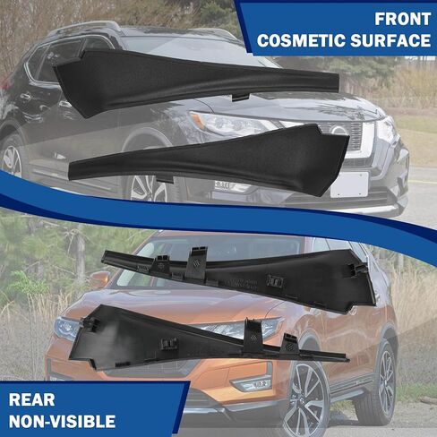 2 قطعة ممسحة الزجاج الأمامي لوحة القلنسوة متوافقة مع Nissan Rogue 2014 2015 2016 2017 2018 2019 2020 66894-4CL0A 66895-4CL0A مجموعة لوحة غطاء النافذة الجانبية اليسرى واليمنى in Kuwait