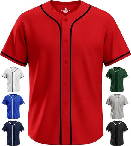 Exxact Sports Blank Baseball Jersey, Unisex Classic Button Down Softball Jersey for Men & Women, Comfortable for All-Day Wear in Saudi Arabia
