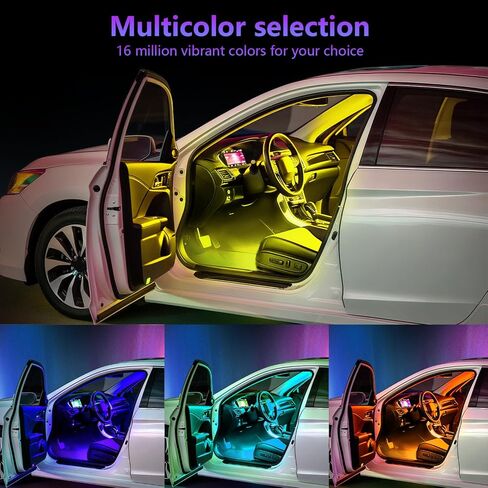 إضاءة Footwell للسيارة، مصابيح LED داخلية للسيارة، أضواء للسيارة الداخلية، شريط إضاءة RGB يمكن التحكم فيه من خلال التطبيق مع وضع مزامنة الموسيقى، 72 مصباح LED 16 مليون لون للسيارات والشاحنات وسيارات الدفع الرباعي عبر ولاعة 12 فولت in Kuwait