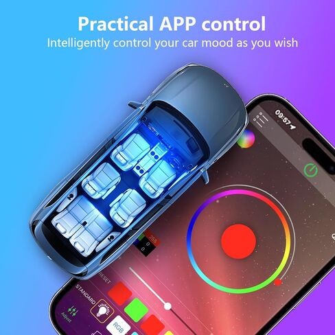 إضاءة Footwell للسيارة، مصابيح LED داخلية للسيارة، أضواء للسيارة الداخلية، شريط إضاءة RGB يمكن التحكم فيه من خلال التطبيق مع وضع مزامنة الموسيقى، 72 مصباح LED 16 مليون لون للسيارات والشاحنات وسيارات الدفع الرباعي عبر ولاعة 12 فولت in Kuwait