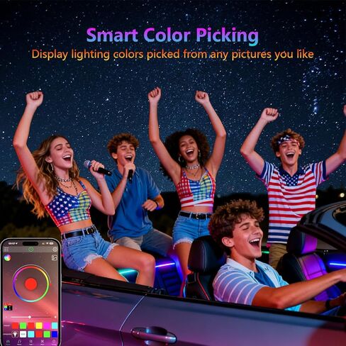 إضاءة Footwell للسيارة، مصابيح LED داخلية للسيارة، أضواء للسيارة الداخلية، شريط إضاءة RGB يمكن التحكم فيه من خلال التطبيق مع وضع مزامنة الموسيقى، 72 مصباح LED 16 مليون لون للسيارات والشاحنات وسيارات الدفع الرباعي عبر ولاعة 12 فولت in Kuwait