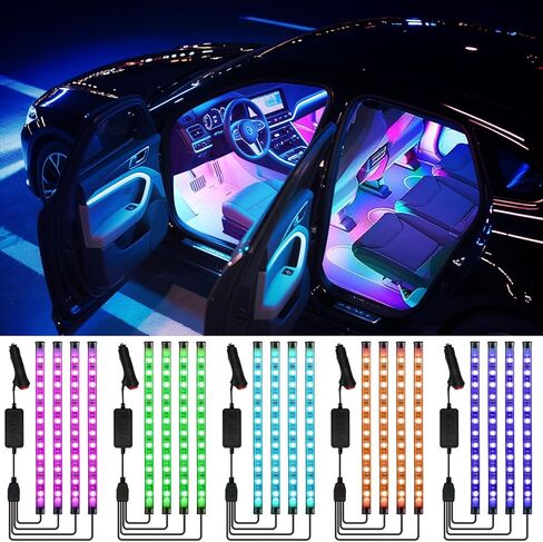 إضاءة Footwell للسيارة، مصابيح LED داخلية للسيارة، أضواء للسيارة الداخلية، شريط إضاءة RGB يمكن التحكم فيه من خلال التطبيق مع وضع مزامنة الموسيقى، 72 مصباح LED 16 مليون لون للسيارات والشاحنات وسيارات الدفع الرباعي عبر ولاعة 12 فولت in Kuwait