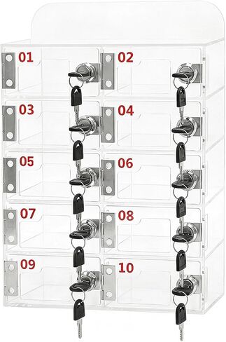 20-Slot Cell Phone Storage Locker, Clear Acrylic Mobile Phone Cabinet with Locks & Keys, Cell Phone Locker Box with Name Card Slot for Medium Office, Meeting Room, Gym Swimming Pool (20 Compartments) in Saudi Arabia