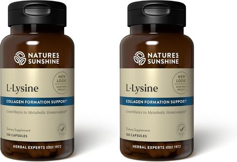 Nature's Sunshine L-Lysine، 100 كبسولة | كبسولات الأحماض الأمينية الأساسية مع 474 ملجم من إل-ليسين هيدروكلوريد لمساعدة جسمك على التحكم في التوازن الحمضي والقلوي in Saudi Arabia