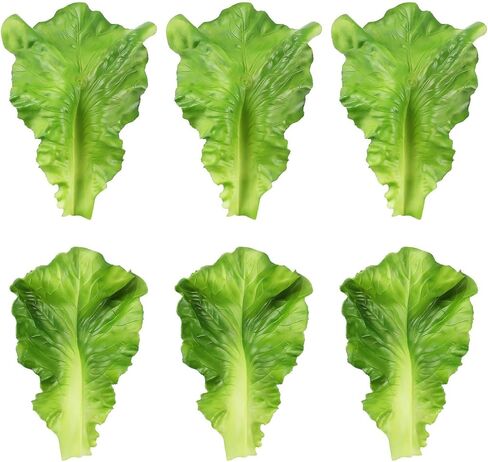 6pcs واقعية الخس الاصطناعي الورقية الخضراء ، والخضروات البلاستيكية الخس ، وأوراق الخضار الخضراء المزيفة لزخرفة عيد المطبخ في المنزل ، وخس فو للعرض ، سلطة واقعية بلاستيكية in Kuwait
