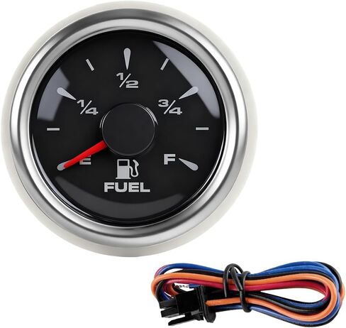 Car Fuel Gauge, Digital Vehicle Fuel Level Gauge with 8 Colour Backlight, Waterproof Automotive Replacement for 240-33, 0-190, 240-30, 0-180, 10-180 ohm, Universal Fit (Silver/White) in Saudi Arabia