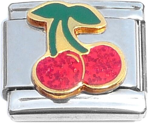 NewCharms Cherries Red Glitter Italian Charm in Saudi Arabia