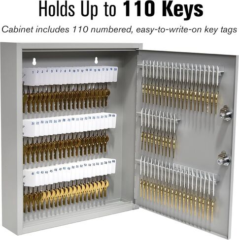 STEELMASTER من BankSupplies 110 خزانة مفاتيح | صندوق مفاتيح التحكم بقفل مزدوج | هيكل فولاذي ملحوم مقاس 22 | مقاومة للخدش | علامات مفاتيح قابلة للكتابة لسهولة التعرف عليها in Saudi Arabia