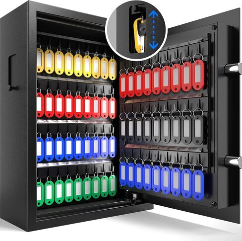 صندوق قفل المفاتيح XDeer 122 مفتاحًا مثبت على الحائط مع فتحة مفاتيح متقدمة مضادة للسرقة وإضاءة LED، خزانة مفاتيح مع مجموعة وقفل مفاتيح، آمن للفنادق والمكاتب والشركات ووكلاء السيارات قطعة واحدة in Kuwait