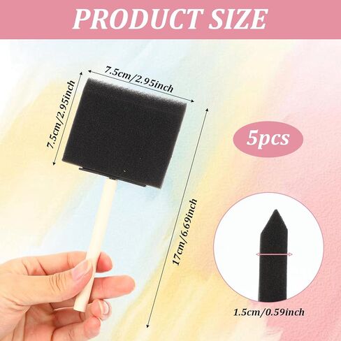 cobee 5Pcs Sponge Paint Brushes, Foam Brushes for Painting, Sponge Brush with Wood Handles Big Paints Brushing, Foam Paint Brush for Staining DIY Craft Projects, Finishing in Saudi Arabia