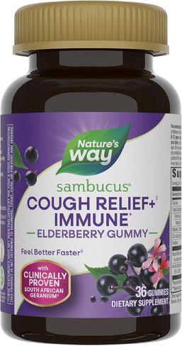 Nature's Way Sambucus Relief Gummies مع نبات البلسان وفيتامين C والزنك وإبرة الراعي الجنوب أفريقي، دعم المناعة*، 60 علكة in Saudi Arabia
