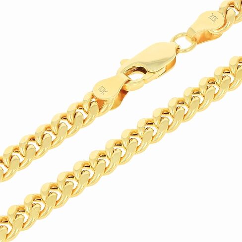 Nuragold 10k Real Yellow Gold Miami Cuban Lightweight Link 4.5mm Chain Necklace (16"-30") Italian Jewelry for Men & Women in Saudi Arabia