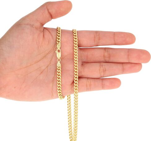 Nuragold 10k Real Yellow Gold Miami Cuban Lightweight Link 4.5mm Chain Necklace (16"-30") Italian Jewelry for Men & Women in Saudi Arabia