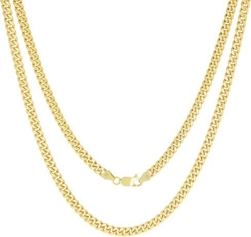 Nuragold 10k Real Yellow Gold Miami Cuban Lightweight Link 4.5mm Chain Necklace (16"-30") Italian Jewelry for Men & Women in Saudi Arabia