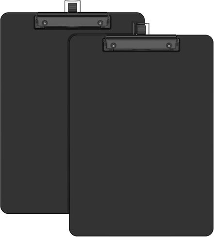 2 Pack Black Clipboard with Pen Holder, 8.5 x 11 Plastic Clip Boards with Black Low Profile Clip, Letter Size for Classroom, Teacher, Students, School, Office Supply in Kuwait