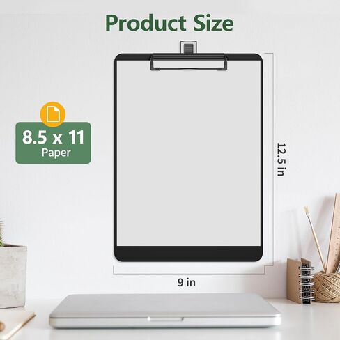 2 Pack Black Clipboard with Pen Holder, 8.5 x 11 Plastic Clip Boards with Black Low Profile Clip, Letter Size for Classroom, Teacher, Students, School, Office Supply in Kuwait