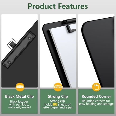 2 Pack Black Clipboard with Pen Holder, 8.5 x 11 Plastic Clip Boards with Black Low Profile Clip, Letter Size for Classroom, Teacher, Students, School, Office Supply in Kuwait