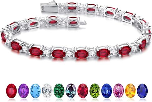 Iefil Tennis Bracelets for Women - 925 Sterling Silver Birthstone Bracelet, Anniversary Birthday Gifts for Women, Jewelry Gifts for Woman Her, 6.5"-7" in Saudi Arabia