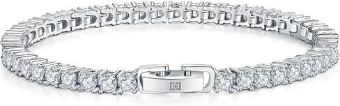 MINDDHA 14K Gold/White Gold Plated Cubic Zirconia Tennis Bracelet | Silver, Gold Bracelets for Women | Elegant CZ Tennis Bracelet for Women, Thin, Dainty, & Classic, Size 6-8 Inch in Saudi Arabia