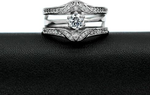 Uloveido النساء خواتم الخطبة الزفاف محسن مجموعة الذهب الأبيض مطلي وعد الذكرى 2 خواتم مجموعة للنساء الإناث Y475-J002 in Saudi Arabia