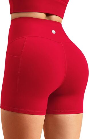 شورت Bareluxe 5 بوصات لراكبي الدراجات النارية مع جيوب، شورت رياضي عالي الخصر للتحكم في البطن للنساء in Kuwait