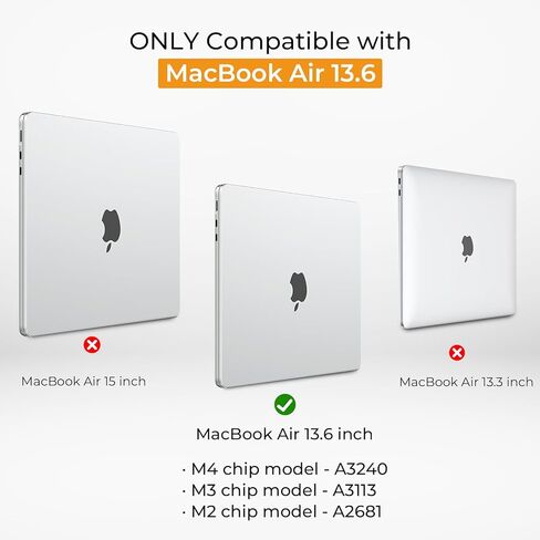 EooCoo for MacBook Air 13 Inch Case, M4/M3/M2 A3240 A3113 A2681, Snug Fit Case with Reinforced Anti-Crack Edges and Corners, True-to-Device Matte Texture, Work, Travel and Daily Carry, Matte Clear in Saudi Arabia