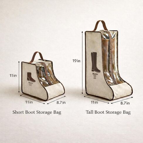 4 Pack Portable Boot Storage Bag,2 Tall & 2 Short Boot Storage Bag with Clear Window, Zipper and Handle, Travel Friendly Shoe Storage for Boots, Closet Organization,Beige in Saudi Arabia