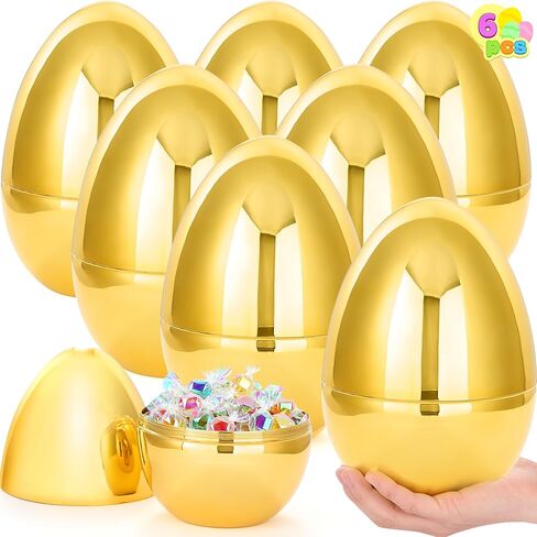 JOYIN 6PCS 10" Jumbo Plastic Bright Solid Easter Eggs Assorted Colors for Filling Treats, Easter Theme Party Favor, Easter Eggs Hunt, Classroom Prize Supplies Toylid Colors Giant Easter Eggs in Saudi Arabia