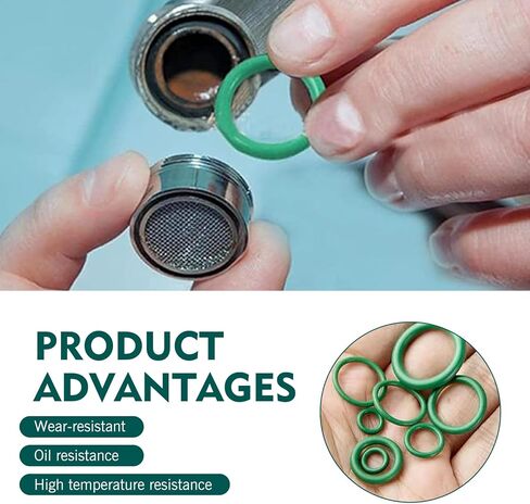 270 PCS Car Seal Gasket Washer,O Ring Assortment Set Kit, Rubber Waterproof Heat-Resistant Compressor Sealing Washer, Universal for Most Cars, Electrical Appliances, Bearings (Green) in Saudi Arabia