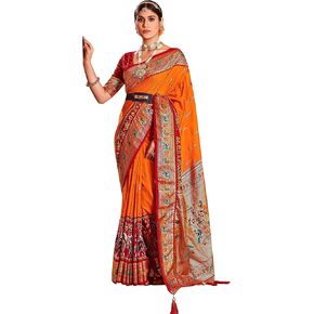 Elina fashion Sarees For Women Banarasi Art Silk Woven Saree l Indian Ethnic Wedding Gift Sari with Unstitched Blouse in Kuwait