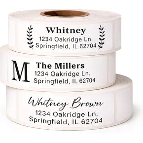Personalized Return Address Labels on Roll – Custom Name & Address Stickers, Roll of 250, Easy-Peel Self-Adhesive, Glossy White 2.5" x 0.75" in Kuwait