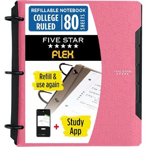 دفتر ملاحظات قابل لإعادة الملء من Five Star Flex + تطبيق دراسة، ورق مسطر للكلية، حلقات TechLock مقاس 1-1/2 بوصة، جيوب، علامات تبويب وفواصل، سعة 300 ورقة، أسود (29324AA2) in Kuwait