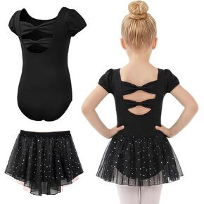 ملابس باليه للفتيات من Gogokids مع تنورة قابلة للإزالة، فستان رقص للأطفال الصغار مع فيونكة مجوفة من الخلف 3-11 سنة in Kuwait