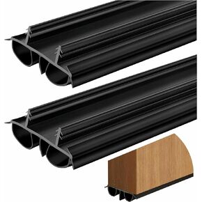 مسح الباب الخارجي [عبوة من قطعتين] - تجريد كيرف للطقس مقاس 36 بوصة مع ختم أنبوب الهواء المزدوج وزعانف الفينيل | شريط ختم أسفل الباب | كنس الباب للأبواب الخارجية | مقاس هادئ وضيق in Kuwait