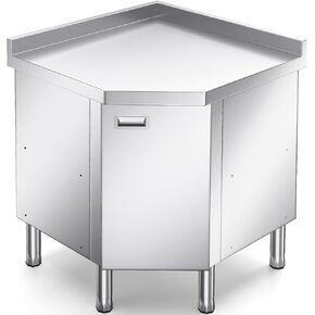 ZZV طاولة زاوية من الفولاذ المقاوم للصدأ مع خزانة للإعداد والعمل طاولة عمل شديدة التحمل خزانة مطبخ تجارية من الفولاذ المقاوم للصدأ لمطعم الفندق والمقهى ورشة عمل المرآب in Kuwait
