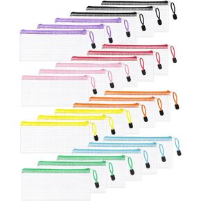 24 Pcs Lightweight pencil bags with zipper, Portable Clear Plastic Pencil Pouch Bulk, A6 Mesh Zipper Pouch Bags for Organizing Home Office Travel School Supplies Storage in Saudi Arabia