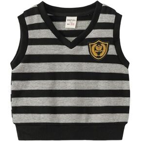 Baby Boys and Girls' Striped V Neck Sweater Vest Embroidered Badge School Style Casual Knitted Vests Toddlers in Kuwait