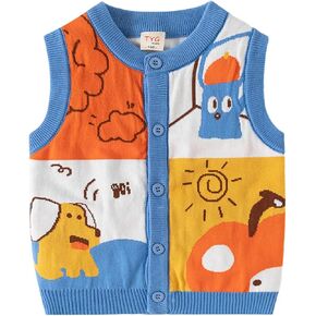 Boys Sweater Vest Size 1-8 Fall Winter Graphic Cute Cable Knitted Cotton Vests Soft School Uniform Tops Kids in Kuwait