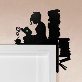 Reading Girl Bookish Decor Book Lover Gifts for Women – Wooden Book Nook Wall Decor for Door Frame & Home Library & Reading Corners | Bookish Gifts for Women, Teachers & Readers in Kuwait