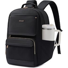 LOVEVOOK Laptop Backpack for Women with Large Capacity Cup Pocket, 15.6 inch Work Purse Travel Bag for Teacher Nurse, Waterproof Computer Business Back Pack, Cute Bookbag for School College, Black in Saudi Arabia