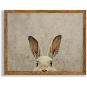 AVECCO Framed Vintage Funny Bunny Easter Wall Art, Cute Farmhouse Aesthetic Wall Decor, Easter Rabbit Art Prints for Bathroom Living Room Bedroom Dining Room Office Decoration Ready to Hang 8x10 inch in Saudi Arabia