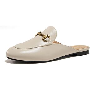 Women's Metal Buckle Mules Slip on Flats Closed Round Toe Dress Shoes in Kuwait