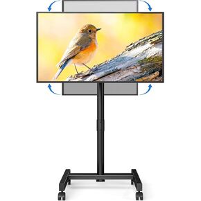 YOMT Mobile TV Cart Rolling TV Stand for 13-50 inch Screens, Tilting and Rotating Mount, Portrait to Landscape, Height Adjustable Portable TV Stand with Wheels Holds up to 44lbs Max VESA 200x200mm in Kuwait