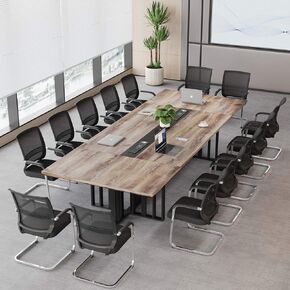 10.5ft Large Conference Table - 2" Thick Top & Metal Grid Base | Easy Assembly | Cable Management | Commercial Office Desk, Modern Executive Meeting Table for Office (10-20 People) in Saudi Arabia