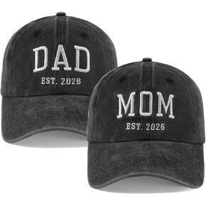 2PCS Dad and Mom EST 2026 Hats for Men Women, Adjustable Cotton Embroidered New Parents Gifts Baseball Cap in Saudi Arabia