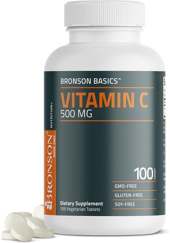 برونسون فيتامين C 500 مجم يدعم نظام المناعة الصحي وحماية مضادة للأكسدة، غير معدل وراثيًا، 250 قرص نباتي in Kuwait